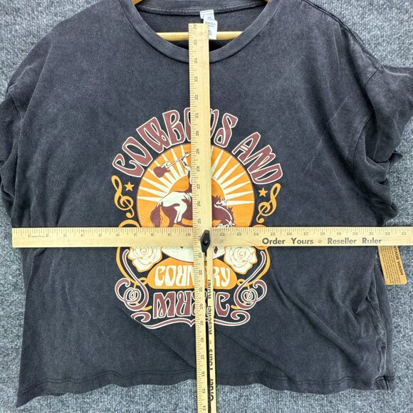 Cowboys Country‎ Music Graphic Tee Extra Large Cropped Boxy Black Western Rodeo - Picture 7 of 8